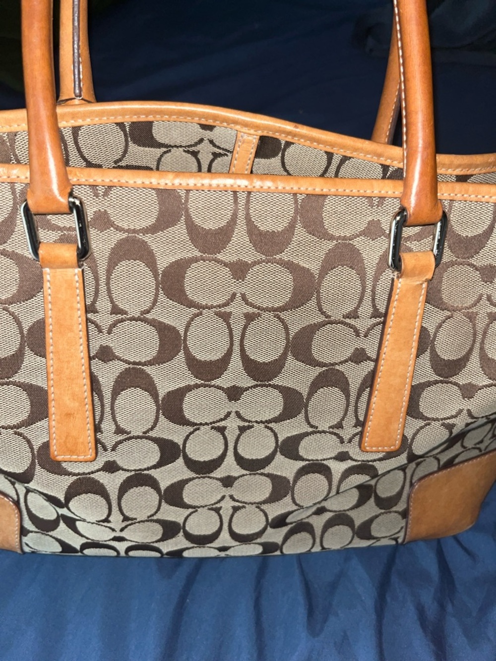 Coach Canvas Signature Tote in Brown and Tan